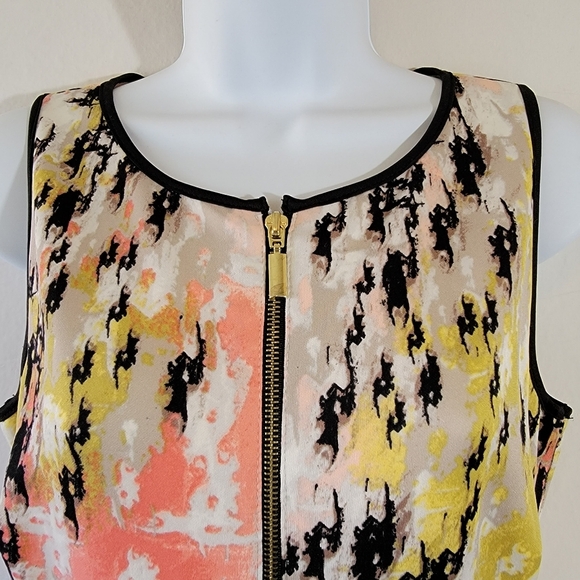 NEW JAX Watercolor Abstract Sleeveless Sheath Dress Sz 4 Full-Zip Minimalist - Picture 3 of 12